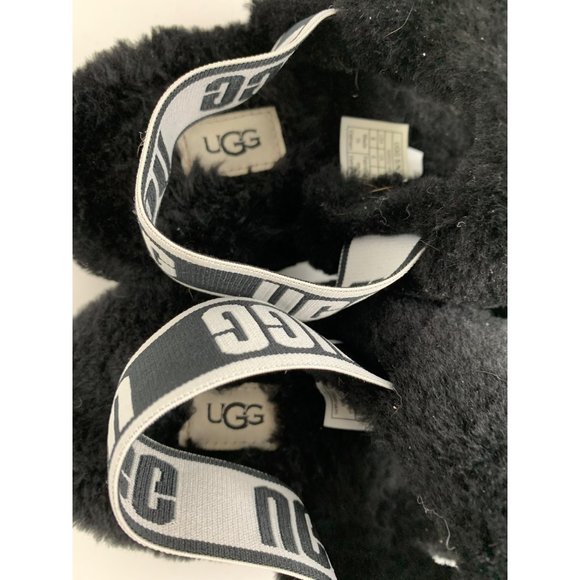 UGG Womens Fluff Oh Yeah Slide Slippers Sherpa Black Size 8 EUC $120 6806 Sling - Picture 2 of 12